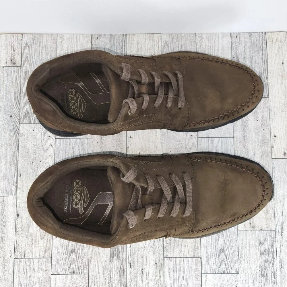 Abeo Moccasin Tie Shoes Men's Size 13M Brown Smart System Faux Suede Comfort